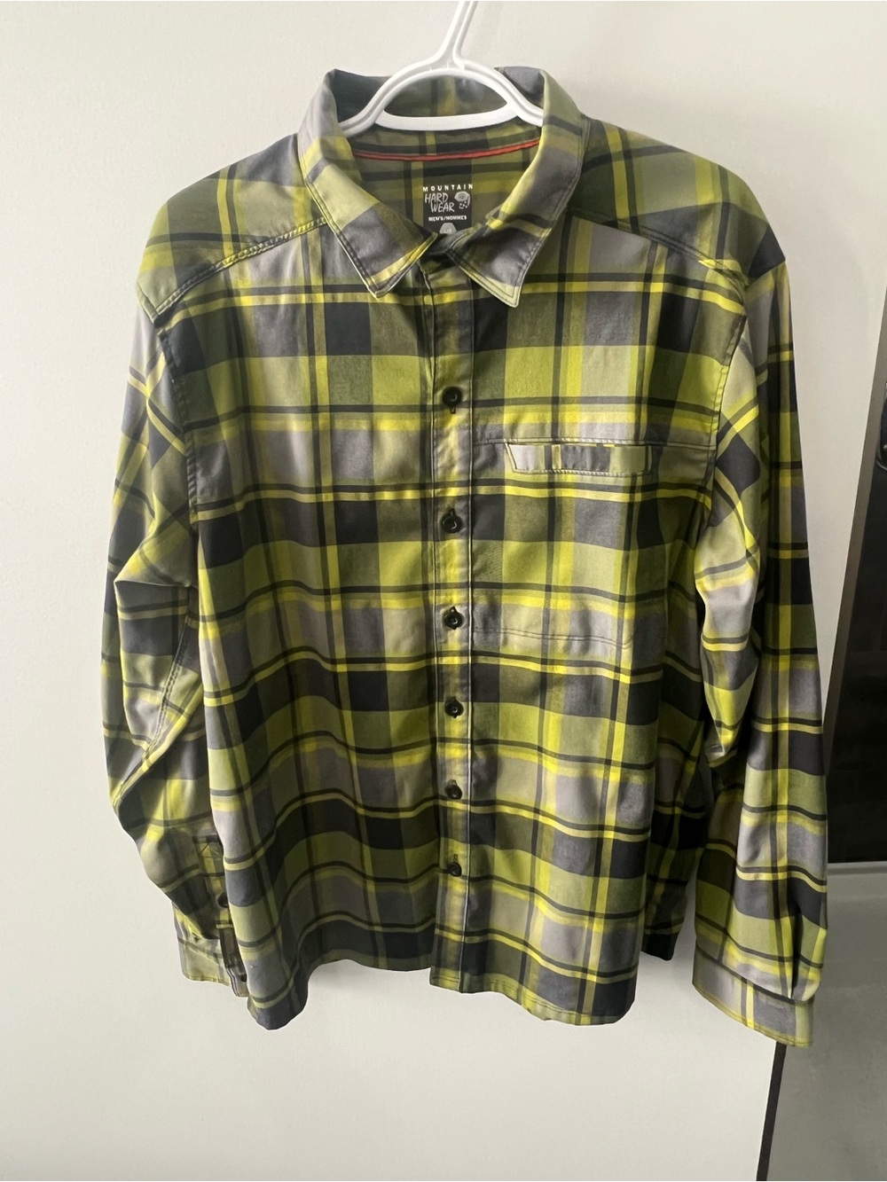 Mountain Hardwear Men’s Yellow-Green Plaid Button-Down Shirt